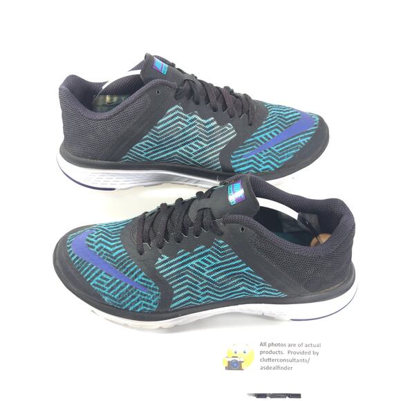 Nike FS Lite Run 3 Athletic Lace Up Shoe Womens Size 8 844670-001 Black Green - Picture 5 of 9